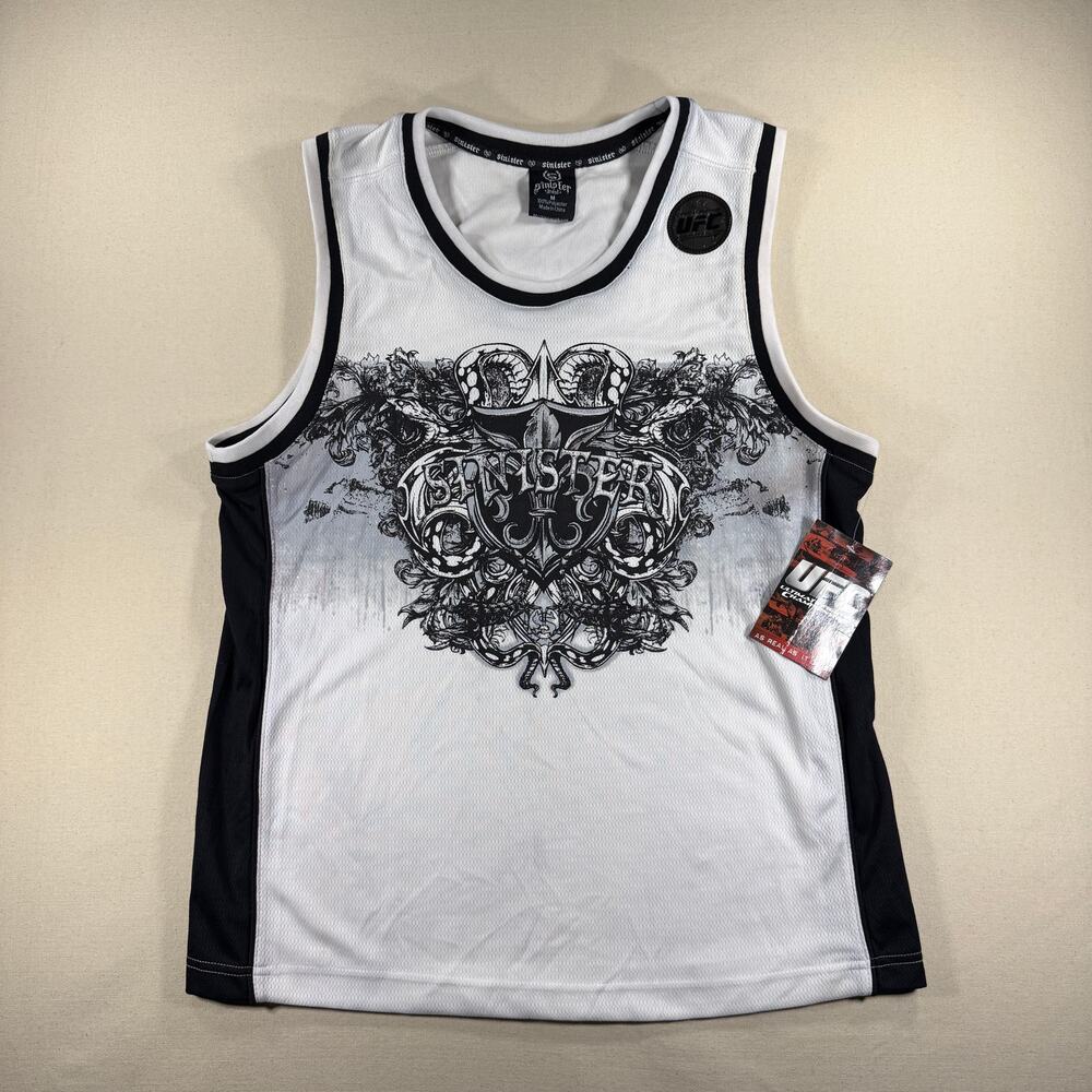 VTG Y2K Sinister Brand UFC Mesh Jersey Tank Top Gothic Print NWT Men's M